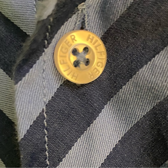 Tommy Hilfiger Mens Extra Large Long Sleeve Blue Button Up Striped Casual Shirt - Picture 3 of 5